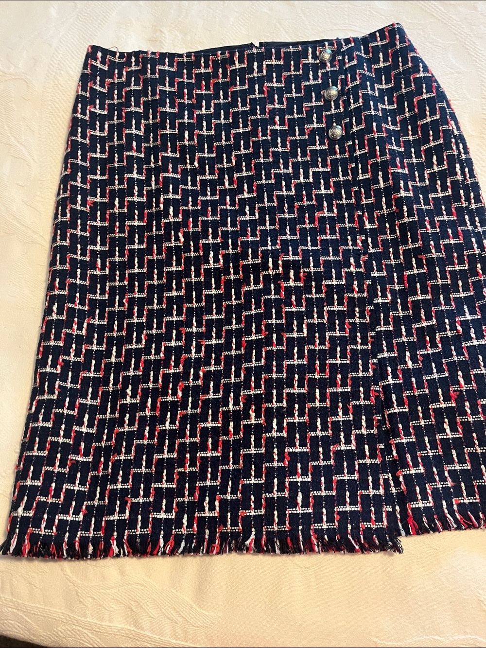 Talbots navy/red/white tweed skirt size 12